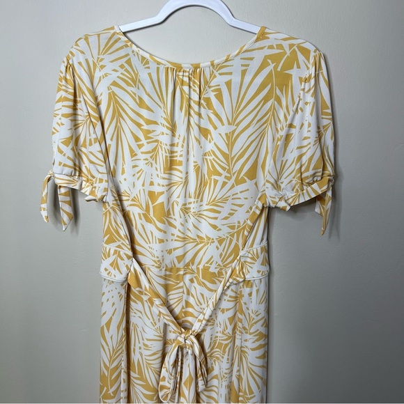 Merona Yellow and White Leaf Print Below the Knee Midi Dress size XXL - Picture 10 of 11